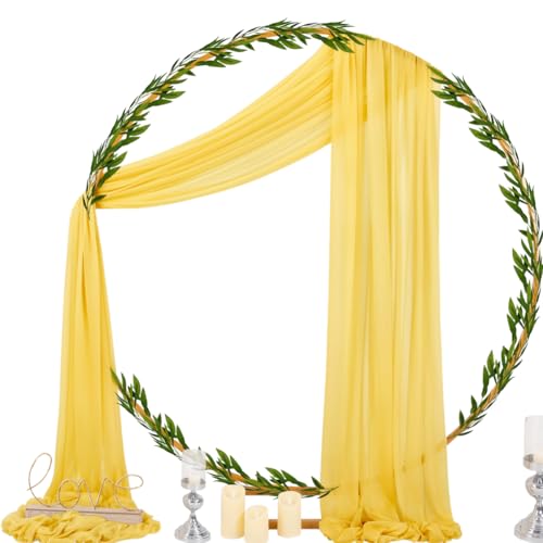 Image of Socomi Yellow Sheer Wedding Arch Draping Fabric 29 inch x 20Ft 1 Panel Outdoor Curtain Drapes Extra Long for Bridal Baby Shower Ceremony Birthday Party Decor
