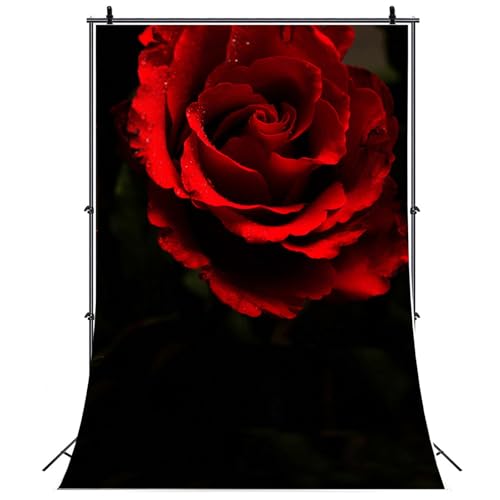 Fondo fotográfico de vinilo 5x7ft negro y rojo miniatura 1