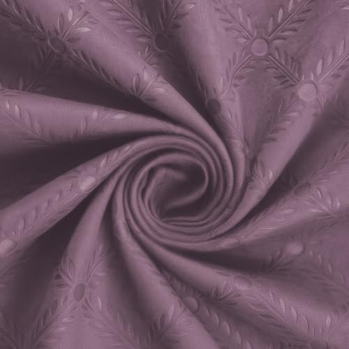 Image of LINENWALAS 100% True Blackout Door Curtains 7.5 Feet Long Set of 2 | Embossed Moonlight Design | Room Darkening Curtain | Thermal Insulated Curtains for Living Room, Bedroom (129 x 229 cm, Lilac)