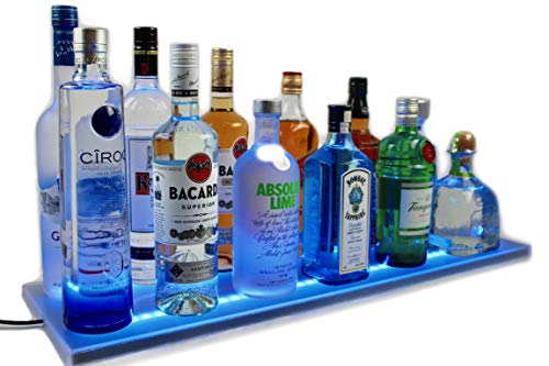 Armana Productions 3' 5" LED Lighted Double Wide Liquor Shelves Bottle Display, Liquor Bottle Shelf with Remote Control, Bottle Shelves