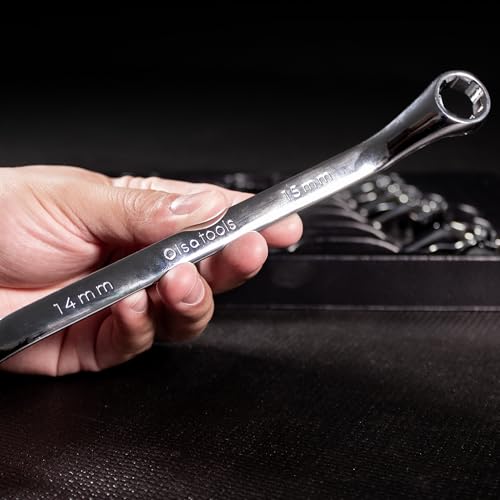 Olsa Tools Bolt Extractor Offset Wrench Set - 7pc Rounded Fastener Remover Kit - 6-Point Box-End Metric Design - Stripped Bolt & Nut Removal Tool - Professional Grade Mechanic Wrenches - Part: 1311