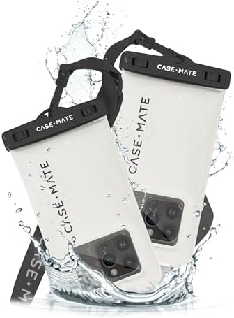 Case-Mate 2 Pack IP68 Waterproof Phone Pouch - Floating Waterproof Phone Case w/Crossbody Lanyard - Beach Cruise Ship Travel Essentials - Compatible w/All Devices, Touchscreen Friendly - Sand Dollar