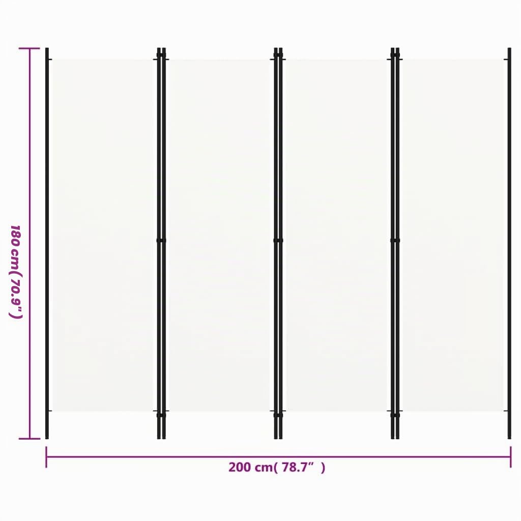 vidaXL Biombo Divisor de 4 Paneles Blanco 200x180 cm