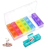 Tablettenbox 7 Tage 3 Fächer, Pillendose Morgens Abends 21 Fächer Pillenbox Medikamentendosierer (Regenbogen)
