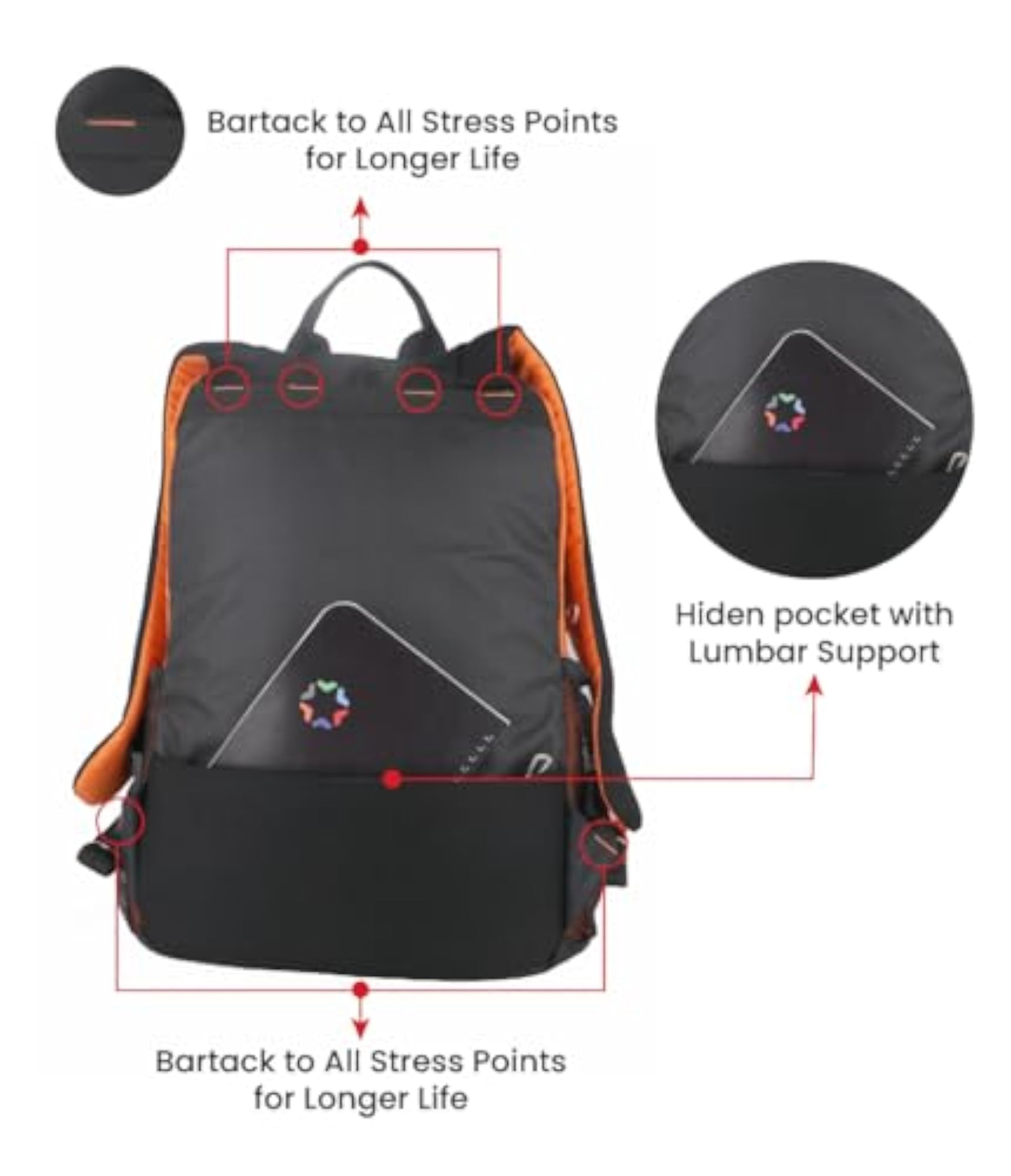 BOLT Casual Water-Resistant Backpack for School & College