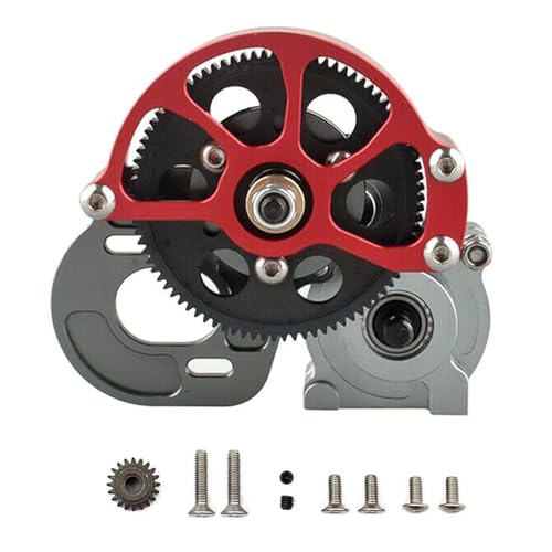 SecosAutoparts 1/10 RC Car Transmission Case Gearbox with Gear Full Alloy Assembled for SCX10 SCX10 II 90046 90047 RC Crawler Car (Titanium) Full Metal Assembled Transmission Case Center Gearbox with