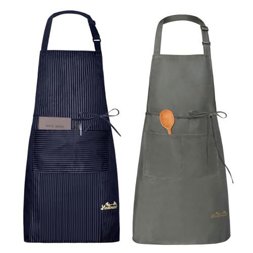 Viedouce Lot de 2 Tabliers de Cuisine Imperméables, Tablier de Cuisine avec Poches, Tablier...