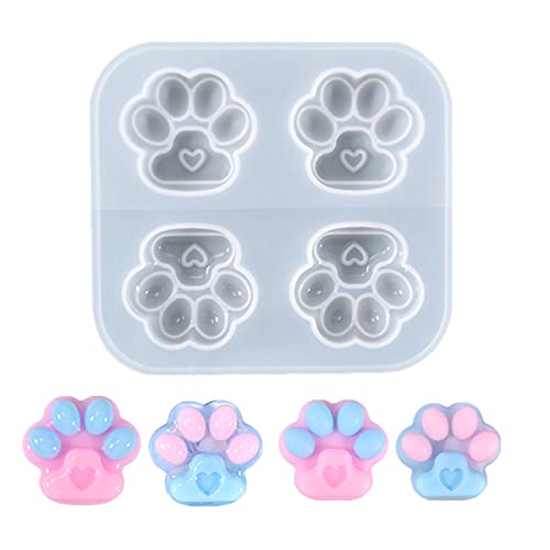 Molde de silicona con diseño de pata de gato, diseño de pata de perro, molde de resina con estampado de corazón de amor, molde de fondant para hacer joyas, llavero, velas de bricolaje Cover