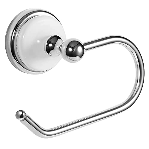 Design House 559302 Savannah Toilet Paper Holder Wall Mounted for Bathroom, 6.5 x 3.27 x 4.53, Polished Chrome and White