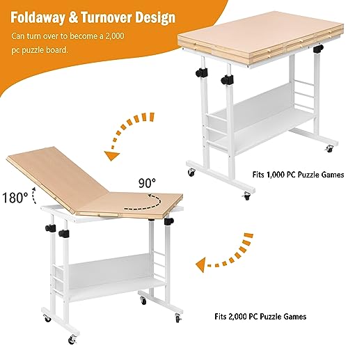 Planche de puzzle pliable 2000 pièces Tektalk avec table réglable à roulettes - 3