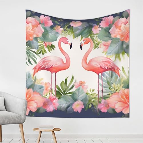 LHDGBWC Tapiz de flamencos y flores para dormitorio, decoración de pared, tapices estéticos, 60 x 40 pulgadas, decoración de pared, pósteres, tapiz bohemio para sala de estar, dormitorio, decoración