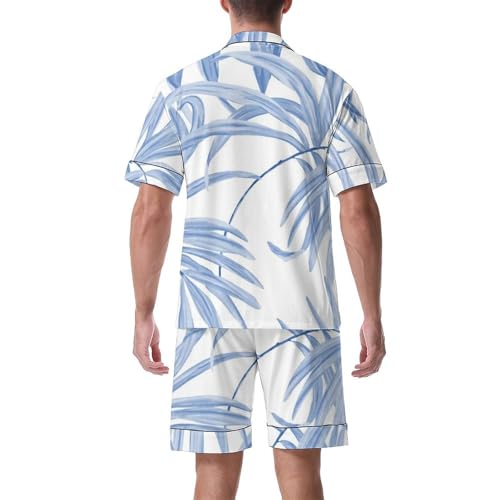 Men's Short Sleeve Pajama Set Colorful Sleepwear Button-Down Pjs Sets Two-Pieces Loungewear with Pockets2