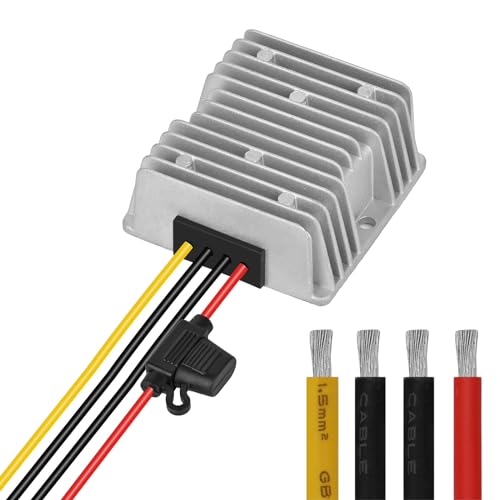 Klnuoxj DC 24V to 12V 30A 360W Step Down Converter Regulator Waterproof Buck Power Supply Reducer RegulatorVoltage Module with Fuse (24V to 12V 30A)
