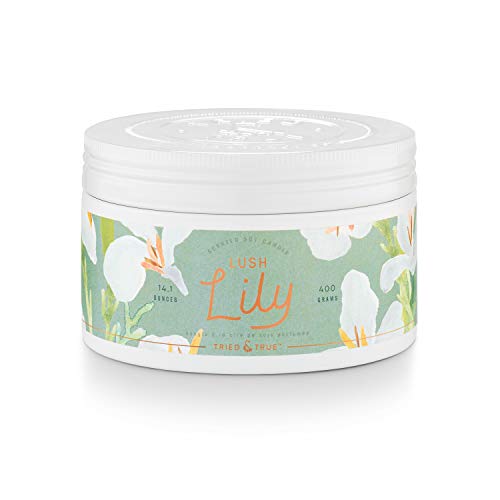 Tried & True Lush Lily Large Tin Candle, 14.1 oz, White