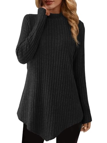 JUSTFASHIONNOW Fall Tunic Tops to Wear with Leggings Turtleneck Lightweight Sweaters for Women...