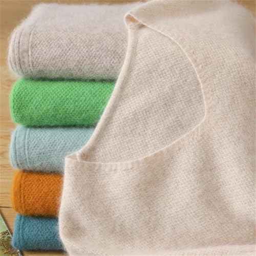 Men's Mink Cashmere Sweater V-Neck Pullovers Knit Sweater Casual Long Sleeve Jumpers Tops Mint L2