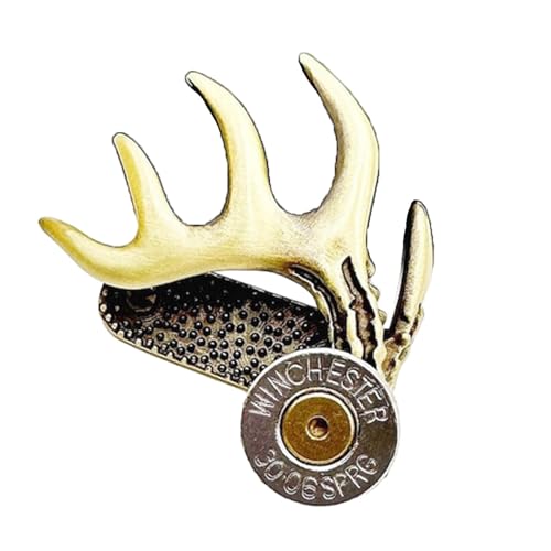 ZHOUSUFEN Unique Brass Hat Clip Stylish Deer Horn Shaped Brim Clips Lightweight Clip for Hunter Unique Hunting Enthusiast