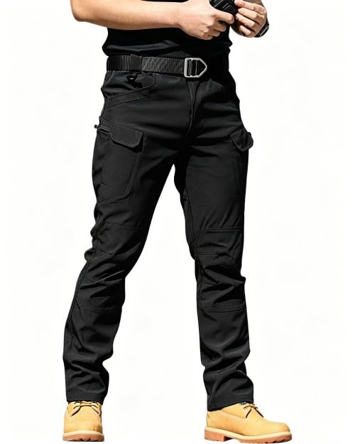 DUOLUVA Pantalon Tactique Homme Militaire Pant's Men Travail Tactique (X7) Noir L