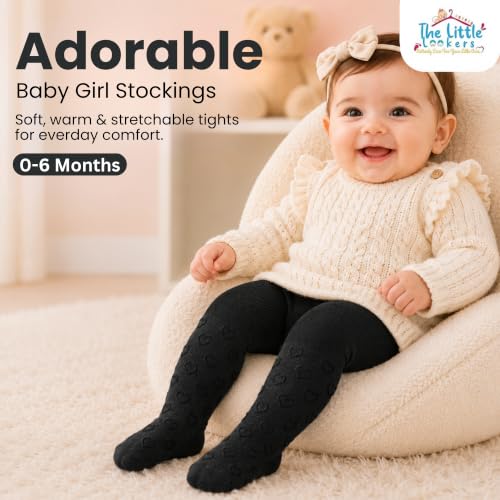 Image of THE LITTLE LOOKERS Baby Tights Thick Toddler Baby Girl Seamless Knit Leggings Thick Solid Cotton Stockings Footed Pants Pantyhose for Years Baby