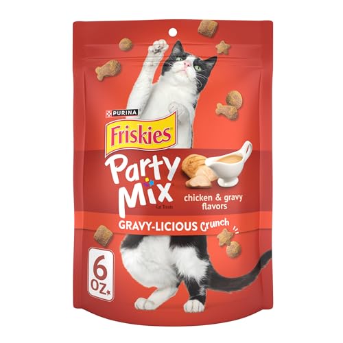 Purina Friskies Party Mix Gravylicious Crunch Cat Treats, (6) 6 oz Pouch - image 1