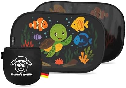Sonnenschutz Auto Baby & Kinder • ZERTIFIZIERTER UPF50+ UV-Schutz • DEKRA geprüft & KBA-zugelassen • Nachhaltiges & hochwertiges GSM105+ Nylon • Sonnenblende Seitenscheibe • Motiv