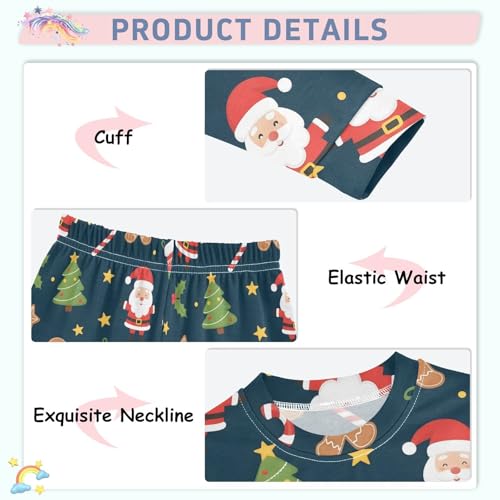 Pajama Sets Long Sleeve Christmas Pattern with Socks Santa Soft Comfy Sleepwear 2 Piece PJS 3-8T4