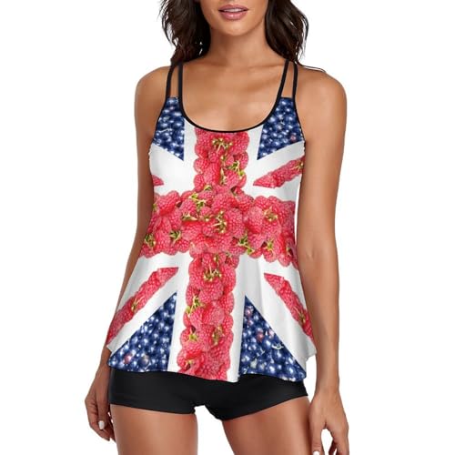 Tankini Union Jack femme avec short couvrant et robe de plage pour sublimer vos formes