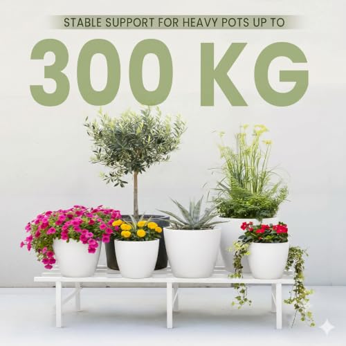 Image of IRON LANDS Metal Pot Stand 72x22x20 Cm | Rust-Proof Matte Powder-Coated Pot Stand for Big Size Plants | Supports Up to 300 Kg| Ideal for Garden Balcony, Outdoor and Indoor Plant Display