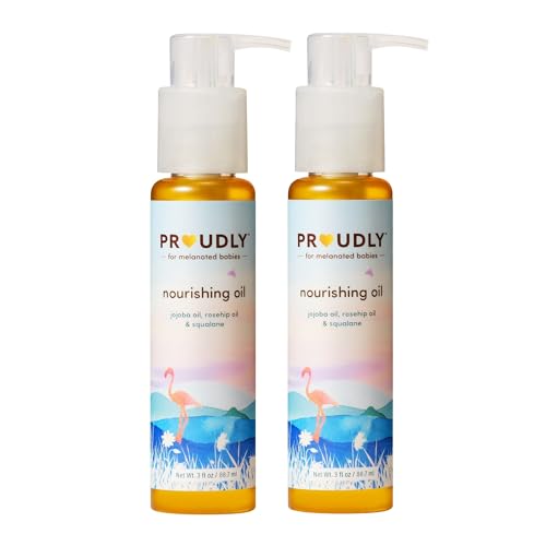 Image of PROUDLY Nourishing Baby & Hair Oil by Gabrielle Union & Dwyane Wade, Baby Oil Gel for Dry, Sensitive Skin & Textured Hair, Black & Brown Babies, Vitamin E, 2-Pack (3 oz each)