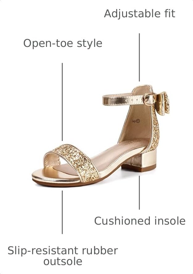 Image of PANDANINJIA Girls Dress Shoes Toddler Kids Heels Sandals Flower Girl Shoes