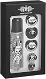  ROCK STAR BABY - 1x Bottle round silicone teat 250ML, 3x Pacifiers (3-24m), 1x Clip/BLACK