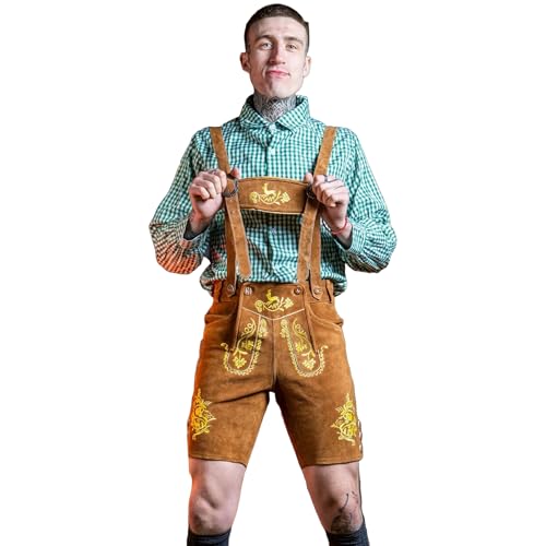 Bavarianland Men,s Lederhosen Real Suede Leather with Matching...