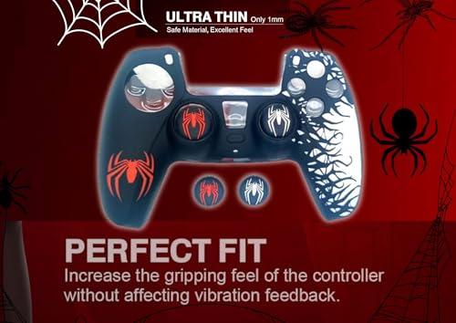Image of TMG PS5 Controller Skin Spider-Man Theme Silicone Pecial Edition Protective Skin Case Cover for PS5 Controller with 2 Thumb Grip Caps (Red-White)