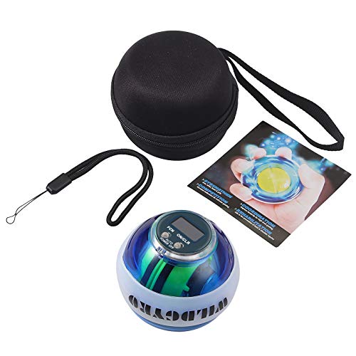 Justech Bola Energética de Entrenamiento con LED Giroscópica, Bola de Potencia Automática para Ejercicio con Pantalla LCD, Accesorios de Fitness para Fortalecer Muñecas, Brazos y Manos