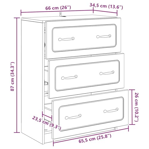 Cómoda gris hormigón de 66 cm con 2 cajones y 3 compartimentos de diseño moderno para pasillo 3