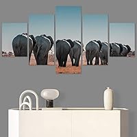 SIGNWIN 5 Panel Canvas Wall Art Animals Expressionism Group Modern Artwork for Home Decorations Ready to Hang - 60