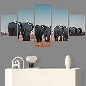 SIGNWIN 5 Panel Canvas Wall Art Animals Expressionism...