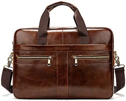FANDARE Leren laptop-aktetassen voor heren, handtas, zakelijke schoudertas, waterdicht, crossbody messenger bags, bruin, Large, retro, vintage