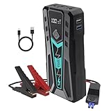 VisualPower 5000A Portable Car Jump Starter, 12000mAh Battery Pack, 12V Emergency Power Bank for 10.5L Gas/9.0L Diesel Engines with LED Flashlight