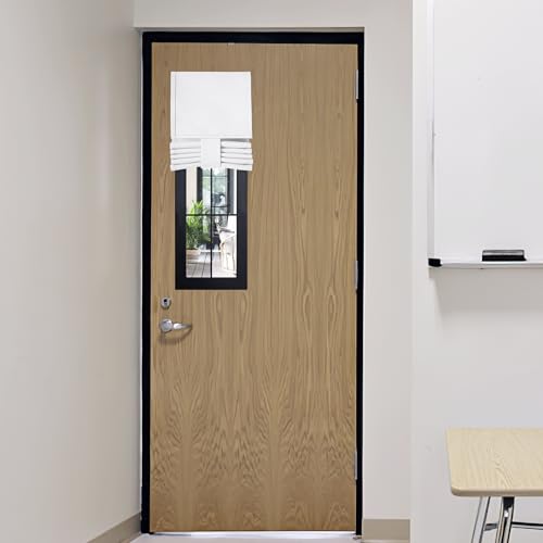 Image of RYB HOME Classroom Door Window Cover, Shades for Classroom Windows and Doors Cover Lockdown Shades, Room Darkening Design Blocks Views, W 8 x L 36, 1 Panel, Pure White
