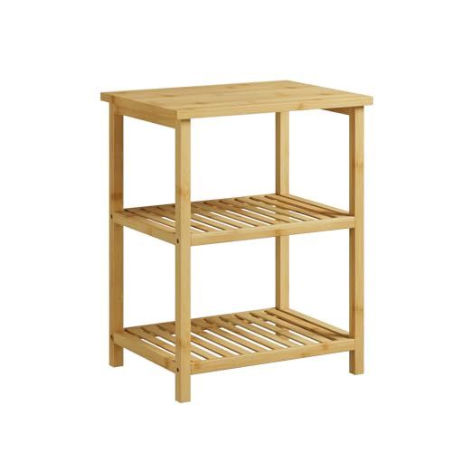 Dripex Bamboo Living Room End Table, 3-Tier Narrow Nightstand, Bedside Table, Slim Coffee Table Small Spaces, Storage Sofa Side Table for Bedroom or Office - Image 7