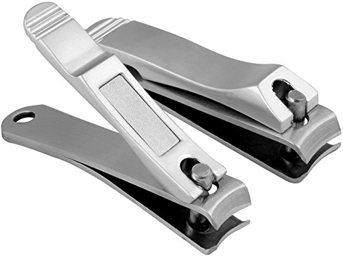 Professional Fingernail and Toenail Clippers Set - Manicure and Pedicure Tools Set/Kit of 4 Pieces - Comes with Nail Cutters Filer and Buffer - Stainless Steel - for Nail Care - by Utopia Care