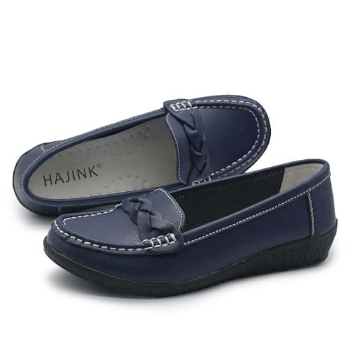 Image of Women Loafers Flexible Breathable Slip-On Comfortable Sole Low Wedge Loafers for Women Ladies Shoes for Walking