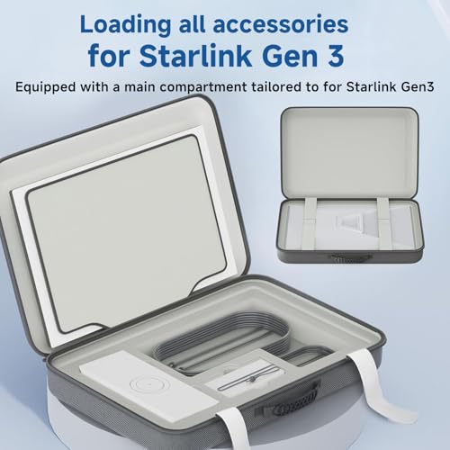 Image of Hard Carrying Case for Starlink Gen 3, Protective Waterproof Case | Storage Bag for Starlink Gen 3 Dish, Accessories, Adapter, Stand, Portable Outdoor Starlink Case for RV Travel, Camping