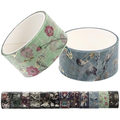 FRCOLOR Juego de 12 Rollos de Cinta Washi Adhesiva para Manualidades, 2 Metros por Rollo, Decoración DIY para Cuadernos y Scrapbooking, Cintas Decorativas Multifuncionales para Artes