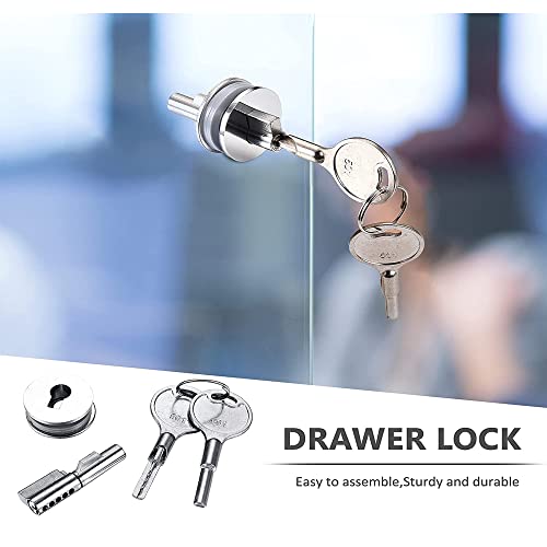 Glass Door Locks Sliding Round Glass Lock for Glass Thickness 0.12"-0.23" for Commodity Display Collection cabinets Mobile Door Lock Jewelry Cabinet
