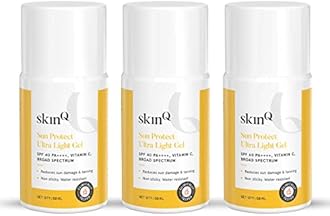 SkinQ Sunscreen for Men & Women 50ml (Pack of 3) with Vitamin C, SPF 40 & Broad Spectrum PA++++ | Sun Protect Ultra Light Gel suitable for All Skin Types | Lightweight, Non-Sticky & Water-Resistant