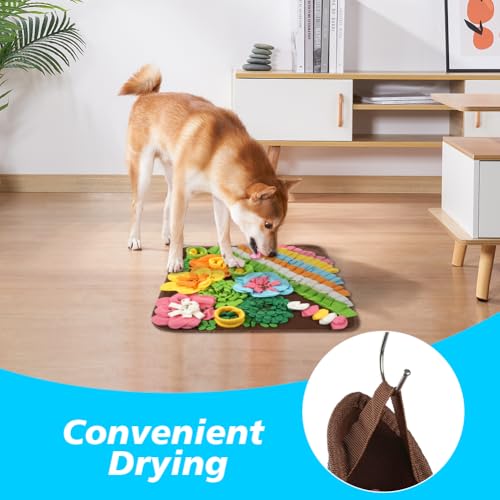 OSDUE Schnüffelteppich Hund, Futterschnüffel-Futtermatte, Hunde-Schnüffelmatte Welpen-Trainingsmatte Schnüffelspielzeug Interaktive Hundespielzeug Hunde Spielteppich für Alle Hunderassen 50x50CM