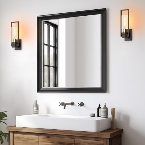 Image of CINOTON Black and Gold Wall Sconces Set of 2, 15 inch Matte Black Wall Mounted Lamp, Hardwired AC 120V Wall Sconces Vintage Vanity Light Fixtures with Clear Glass, Wall Lights for Living Room, Bedroom