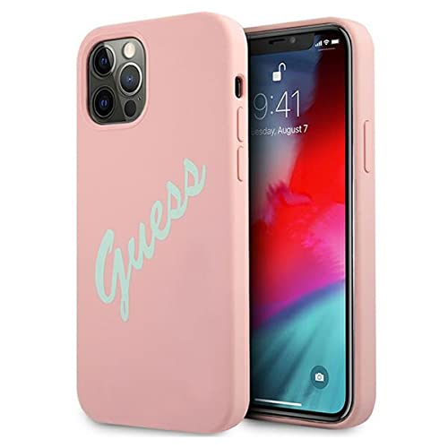 Guess Hardcase Coque de Protection Vintage en Silicone pour iPhone 12/12 Pro 6,1" Rose